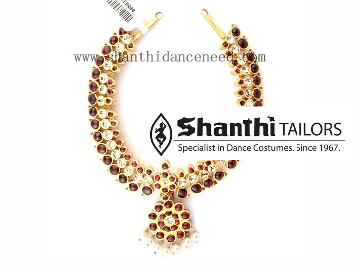 Mango Temple Jewellery necklace with white stones-shanthitailors