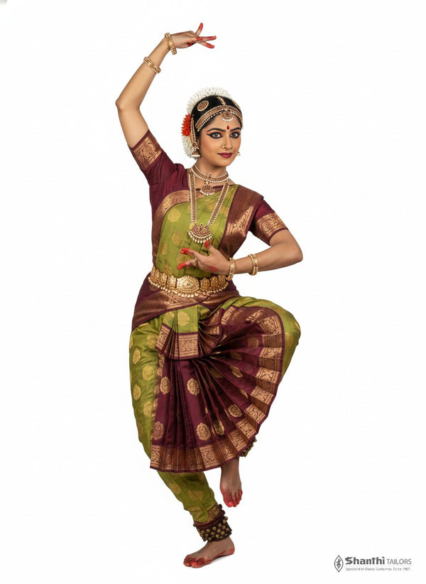 Mehandi Green with Brown | Readymade Pant Costume | Art Silk | Bharatnatyam | G114