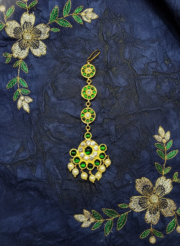 Chutty | Tikka | Green Stone Round Chutti | Original Temple Jewellery